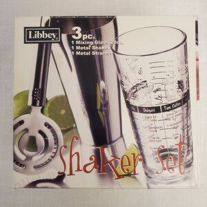 Libbey Three Piece Cocktail Shaker Glass Set In Box NIB A229